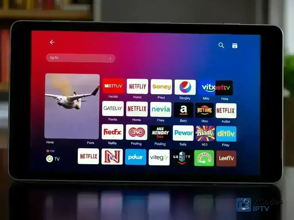 Modern IPTV app interface on Android TV screen