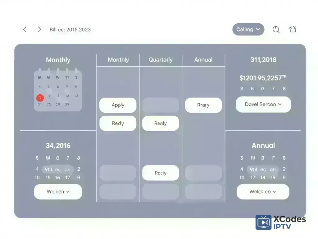 Calendar showing different billing cycles