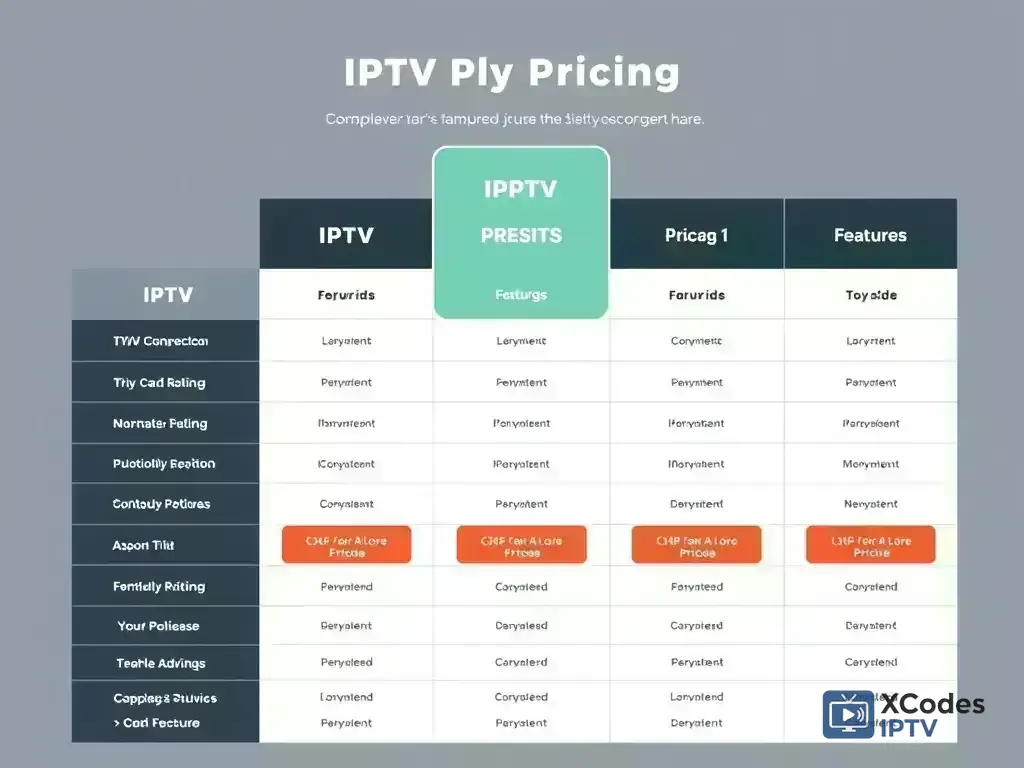 Comparison chart of XCodes IPTV pricing plans
